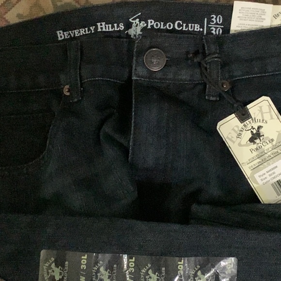 Beverly Hills Polo Club Dark Blue Relaxed Straight Fit Denim Jeans - Picture 2 of 4